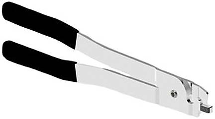 Lochzange mit schwarzen Griffen, entwickelt zum Erstellen von Löchern in Materialien wie Pappe oder Kunststoff.