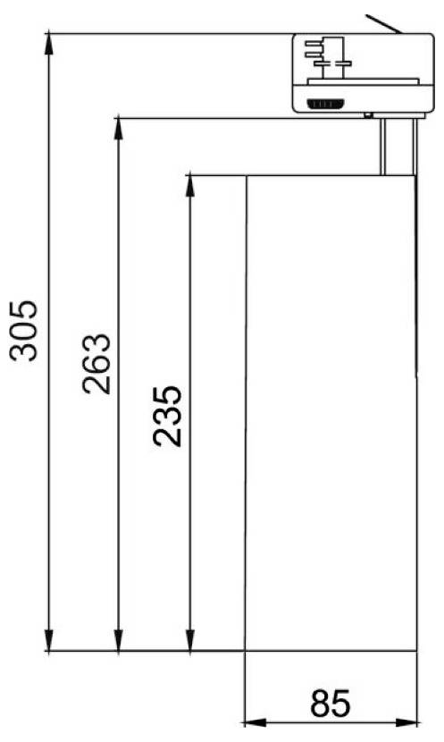 Technische Maßzeichnung eines Wasserhahns oder einer Armatur, die drei vertikale Höhen mit den Bezeichnungen 305, 263 und 235 mm sowie eine Basisbreite von 85 mm zeigt.