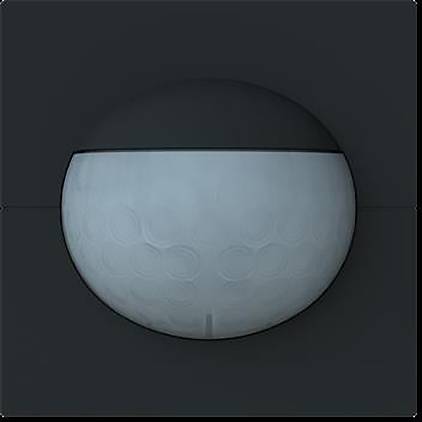 Ein kugelförmiges, strukturiertes Objekt, das teilweise in einen dunklen, quadratischen Rahmen eingefasst ist und an einen stilisierten Mond oder Planeten gegen einen Nachthimmel erinnert.