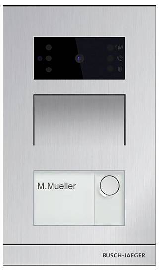 Gegensprechanlage mit Kamera, Lautsprecher, Namensschild mit der Aufschrift „M. Mueller