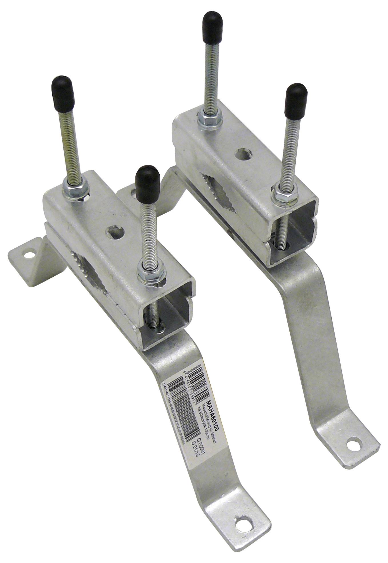 Metallscharnierbeschläge mit verstellbaren Bolzen, konzipiert für sichere Befestigungsanwendungen, vor weißem Hintergrund dargestellt.