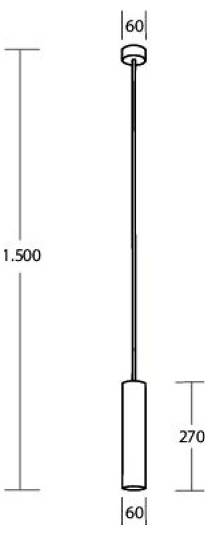 Technische Maßzeichnung einer vertikalen Stange oder eines Werkzeugs mit einer Höhe von 1.500 mm, einer Breite von 60 mm oben und unten und einem unteren Abschnitt von 270 mm.
