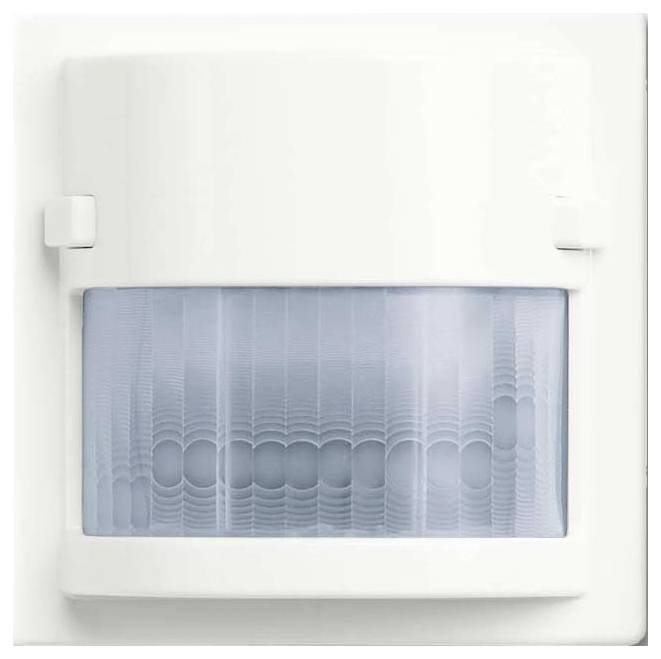 Eine weiße rechteckige Deckenleuchte mit metallischen Akzenten und einem gitterartigen Abdeckung, entworfen für die Verwendung im Innenbereich.