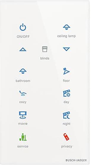 Touchpanel zur Steuerung von Beleuchtung und Einstellungen: Optionen umfassen „EIN/AUS