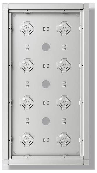 Vier Ethernet-Kabel, drei rot und eines blau, mit transparenten Steckern. Ein Kreis hebt ein Steckverbinder-Zubehörteil hervor, das mit „inkl.