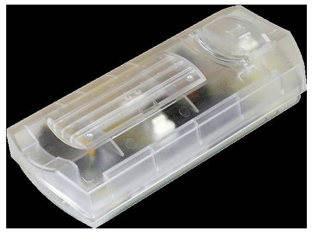 Schwarze Schienenstrahler mit zylindrischem Spotlight, das auf einer horizontalen Schiene montiert ist, konzipiert für verstellbare Innenbeleuchtung.