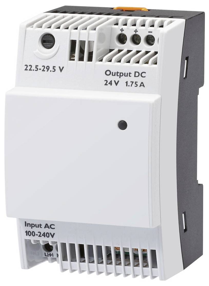 Ein weiß-grau gefärbtes AC-Gleichstrom-Netzteil mit Text, das „Eingabe AC 100-240V