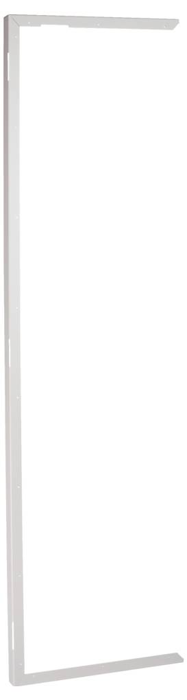 Ein hohes, schlankes rechteckiges Metall- oder Kunststoffrahmen mit offener Mitte, wahrscheinlich zum Halten oder Zusammensetzen anderer Komponenten.