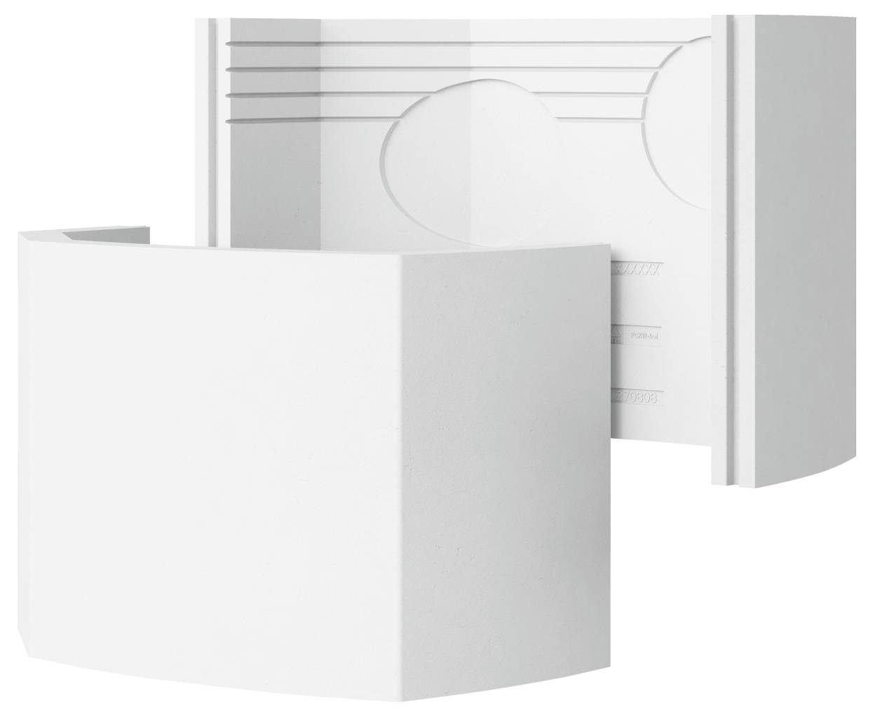 Weiß montiertes Wandakustikpanel mit geschwungenem Design und Rillenstruktur, verwendet zur Schallabsorption und ästhetischen Verbesserung in Räumen.