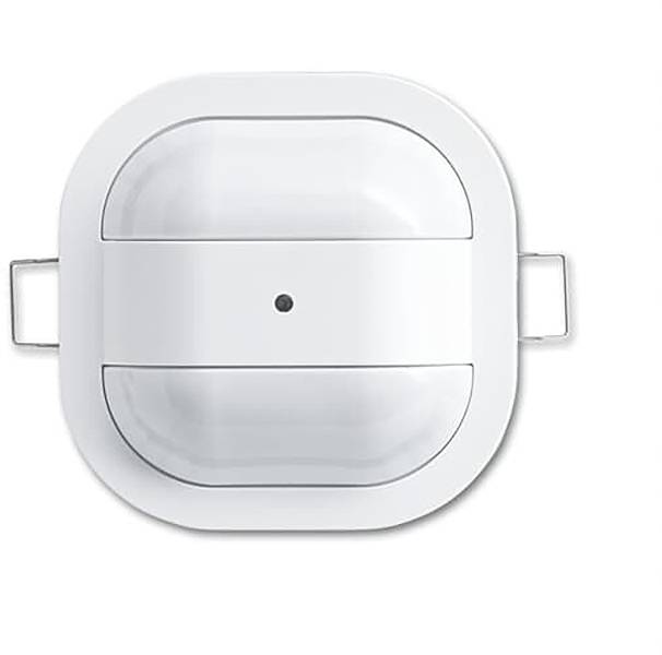 Weißes kabelloses Ohrhörer-Etui mit einfachem quadratischem Design, Deckel geschlossen, von oben betrachtet.