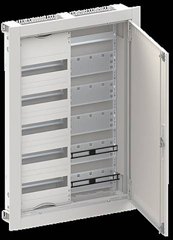 Offenes Elektroverteilerkastenbrett mit mehreren leeren Plätzen für Leitungsschutzschalter.