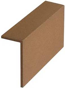 Ein braunes, L-förmiges Objekt aus einem Winkel betrachtet, das einer Winkelhalterung oder Regalbefestigung ähnelt.