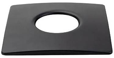 Eine flache, rechteckige schwarze Basis mit einem kreisförmigen Loch in der Mitte, konzipiert zum sicheren Abstützen oder Montieren eines Objekts.