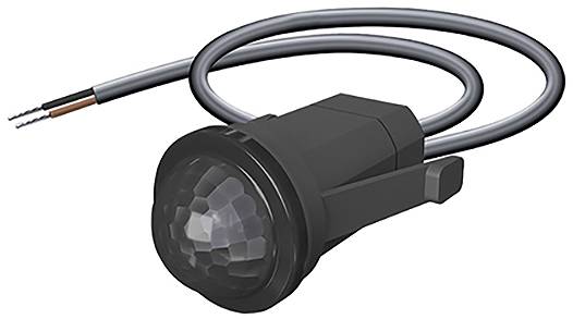 Ein schwarzer Bewegungsmelder mit Kabel, konzipiert zur Integration in Sicherheits- oder Automatisierungssysteme.