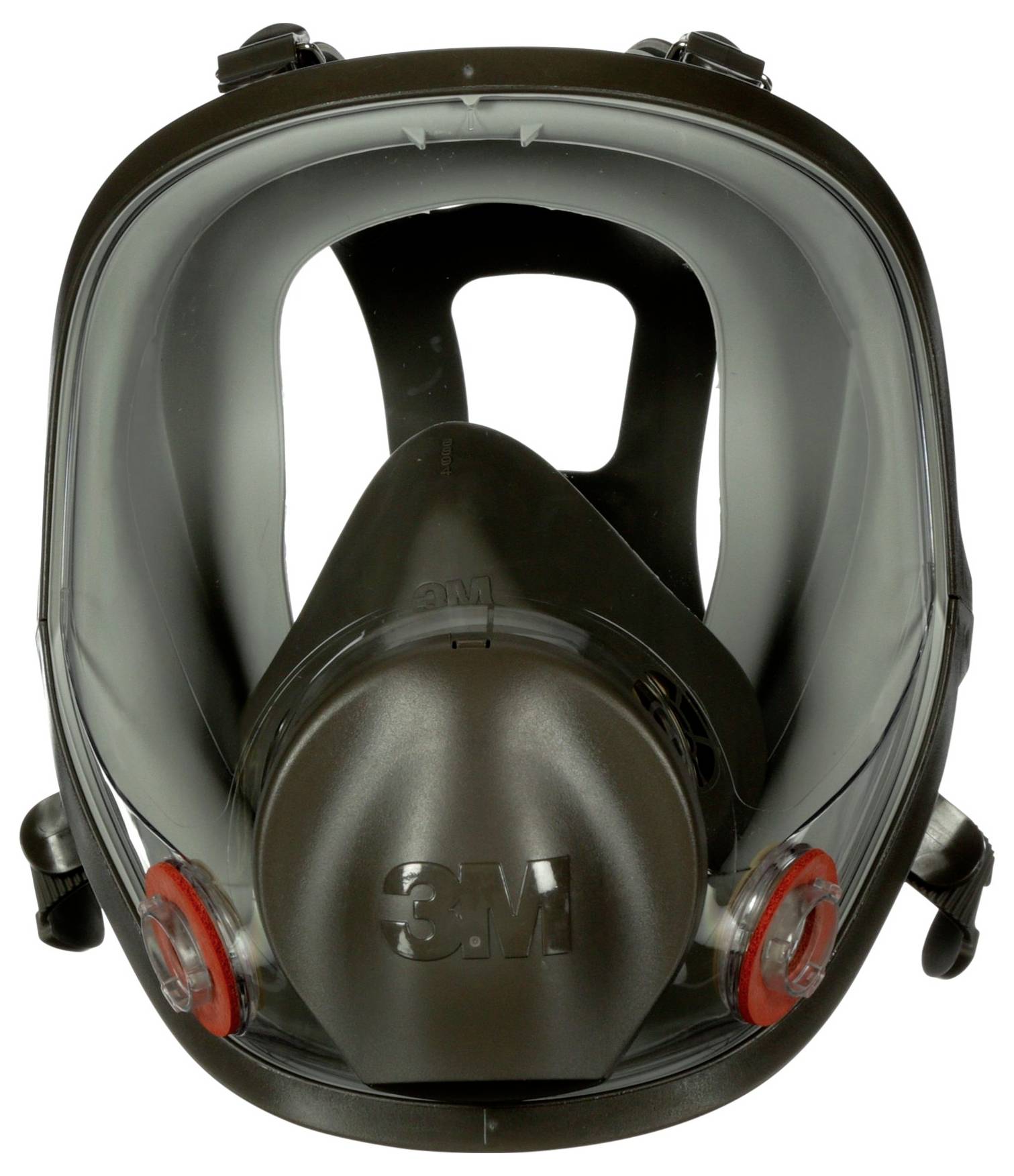 Eine Vollgesichtsatemschutzmaske mit klarem Visier und Doppelfiltern, gekennzeichnet mit '3M', entwickelt für den Schutzatemschutz in gefährlichen Umgebungen.