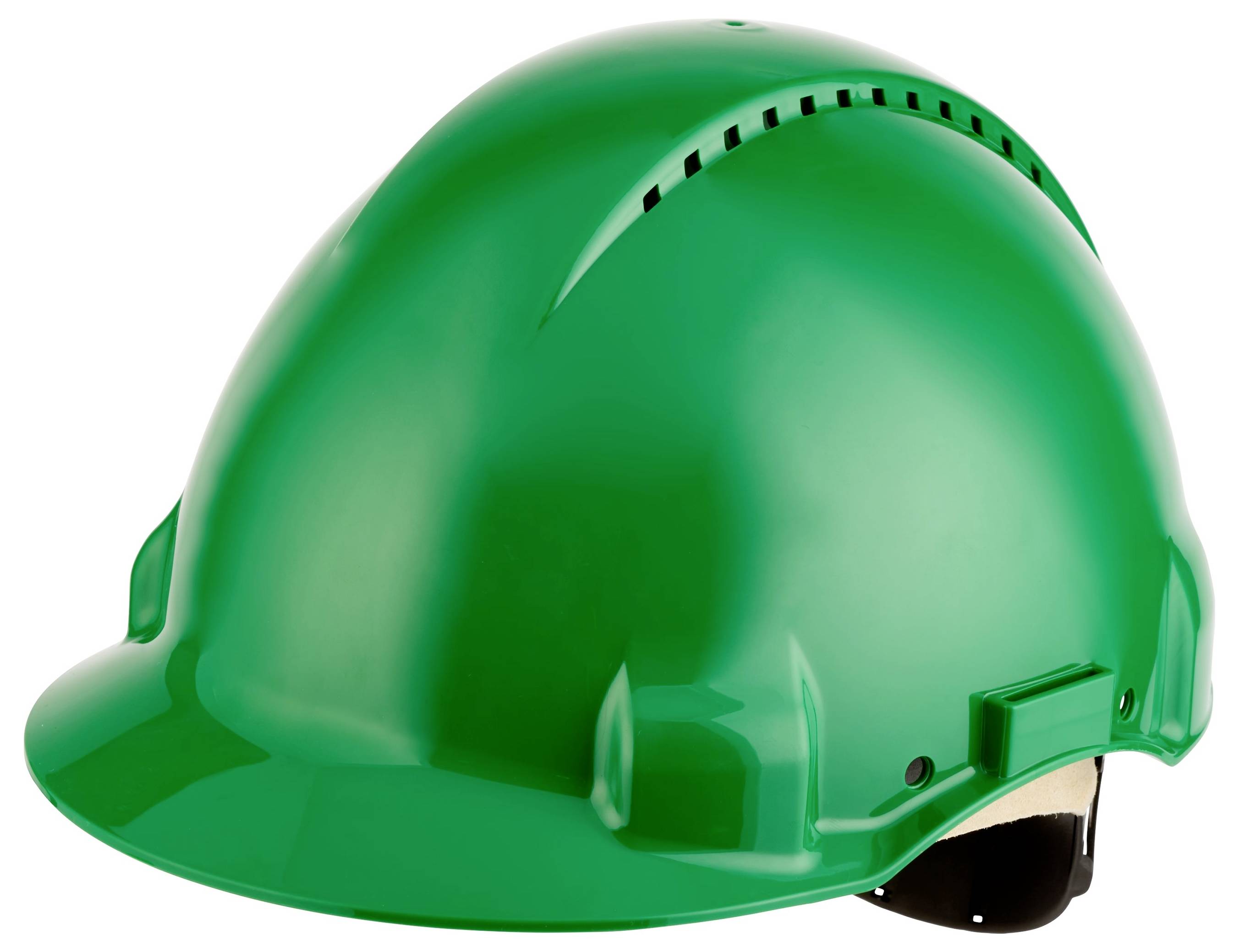 Ein grüner Bauhelm, der Schutzausrüstung anzeigt.