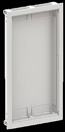 Ein Kunststoffrahmen mit rechteckiger Form, mit Nuten und Schlitzen an den Seiten, wahrscheinlich zur Montage oder strukturellen Unterstützung.