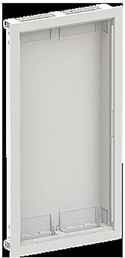 Ein rechteckiger, leerer Metallrahmen mit Montageklammern, wahrscheinlich zur Aufnahme oder Umhausung von elektronischen oder technischen Geräten verwendet.