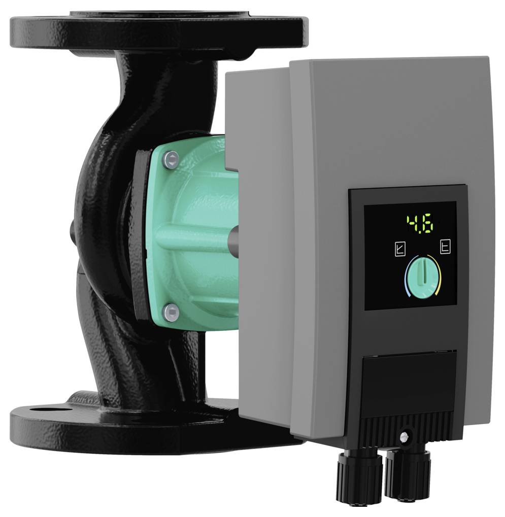 Hocheffizienzwasserpumpe mit digitaler Kontrollanzeige. Zeigt einen Wert von 4,6 an. Ausgestattet mit einer schwarzen Basis und einem grauen Bedienfeld.