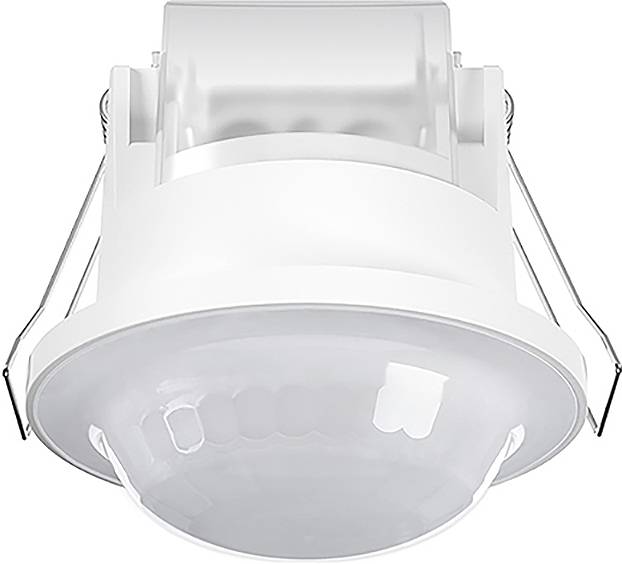 Ein weiß montiertes Deckenleuchte mit einer abgerundeten, durchscheinenden Abdeckung und Metallclips an den Seiten.