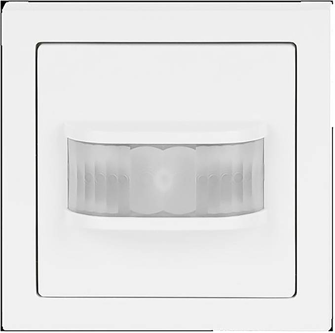 Ein grauer quadratischer Lichtschalter mit einem schwarzen horizontalen Streifen in der Mitte.