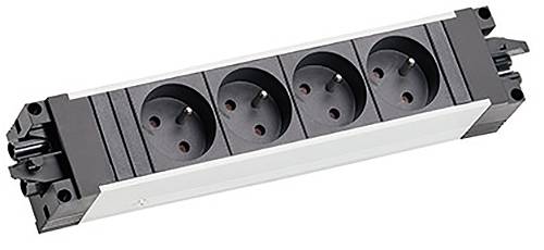 Ein vierfach-Steckerleiste mit europäischen Steckplätzen, umgeben von einem rechteckigen Gehäuse, das für elektrische Verbindungen geeignet ist.