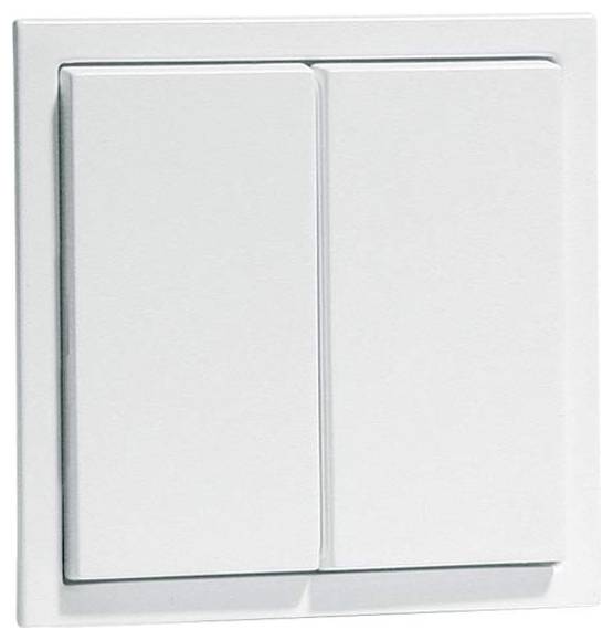 Doppelschalter auf einer weißen Wand, mit zwei großen rechteckigen Tasten zur Steuerung separater Leuchten.