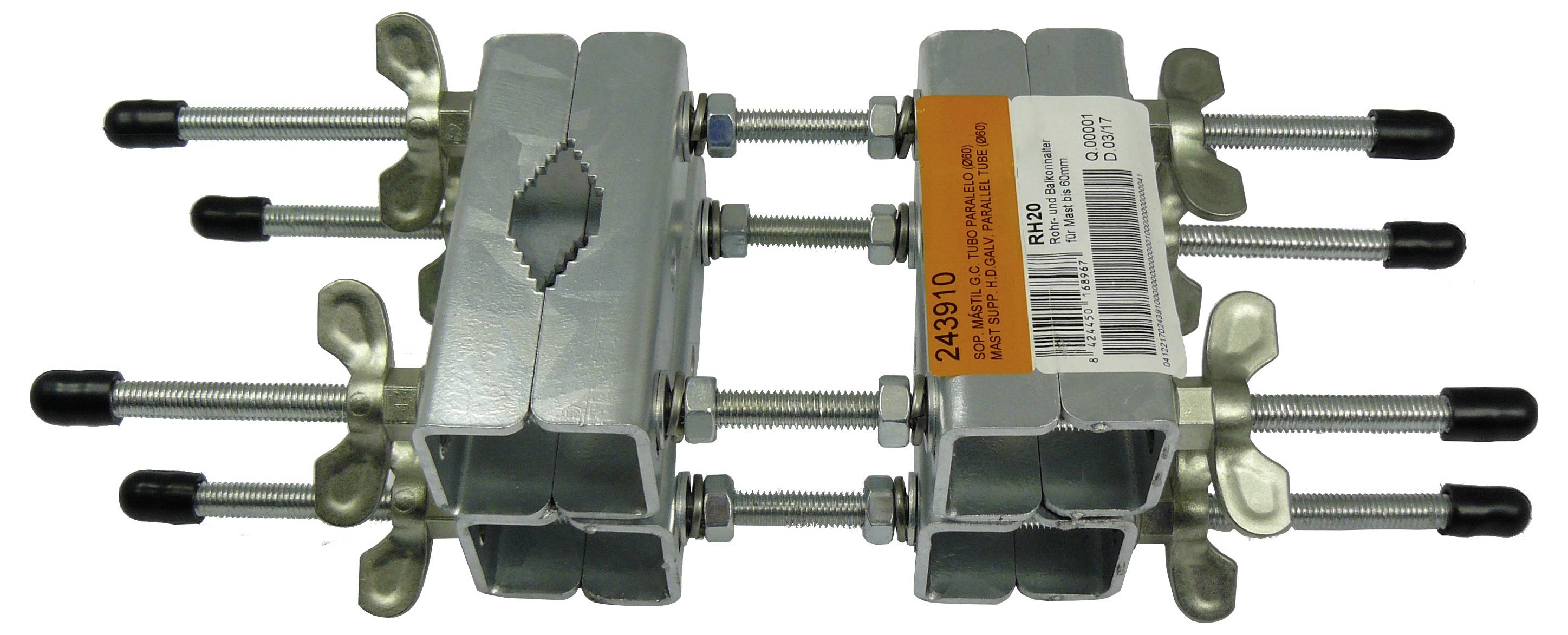 Bosal Auspuffschelle, Teilenummer 243910, mit zwei Metallbügeln und Gewindestangen.