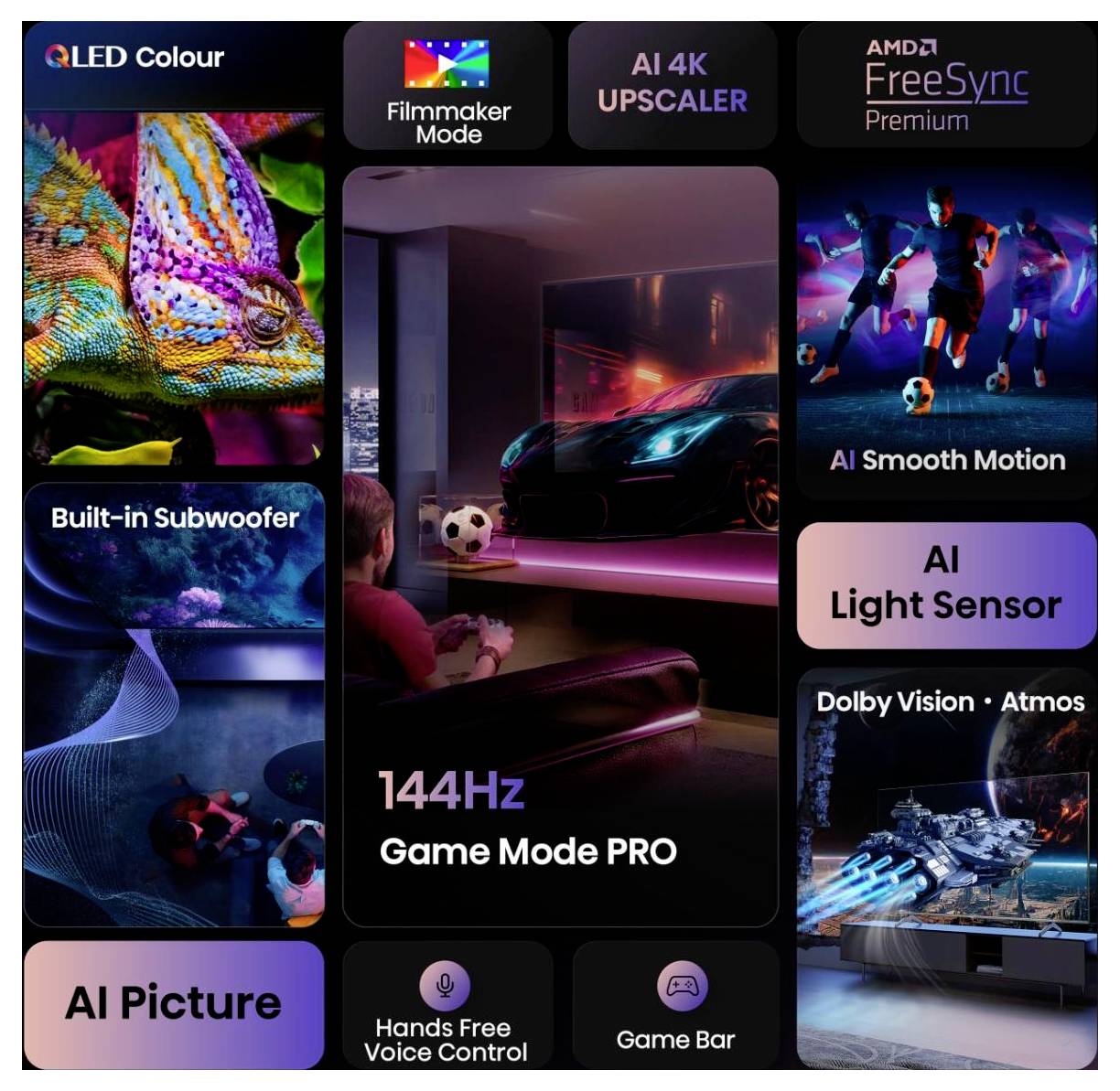 Hisense 100E7Q PRO OLED-TV 253cm 100 Zoll EEK E (A - G) Schwarz