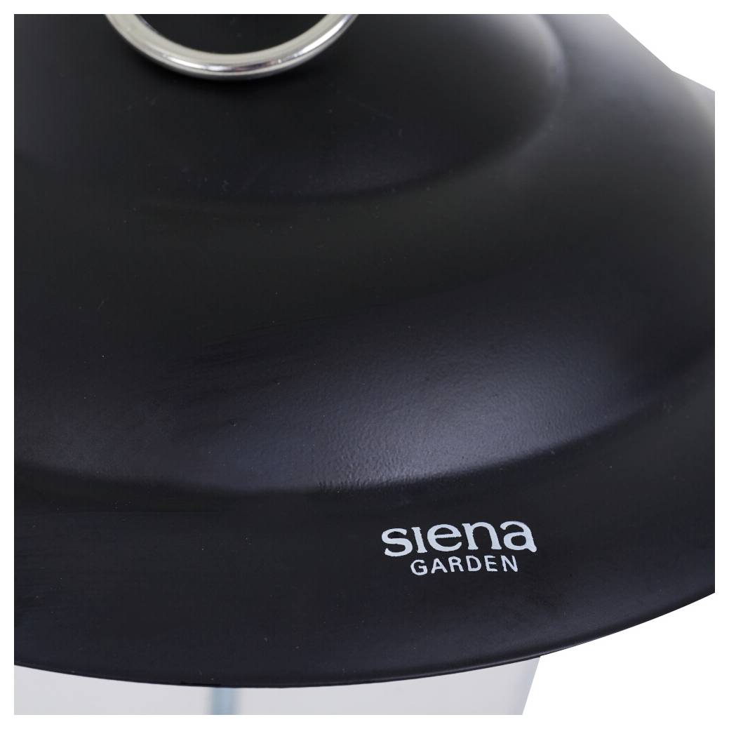 Schwarze Gartenlampen-Oberseite mit „Siena Garden