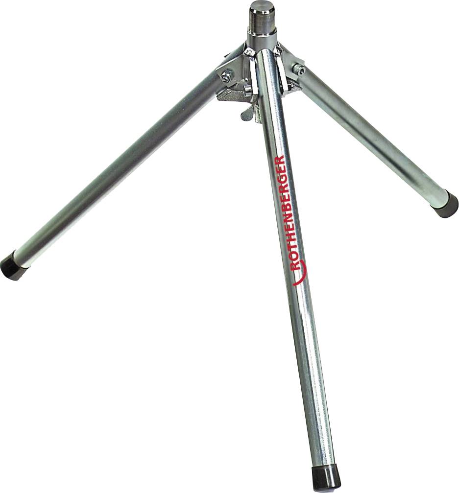 Ein Metallstativ mit drei verstellbaren Beinen, entwickelt zur Unterstützung von Geräten oder Werkzeugen, gekennzeichnet mit 'Rothenberger' in roter Schrift.