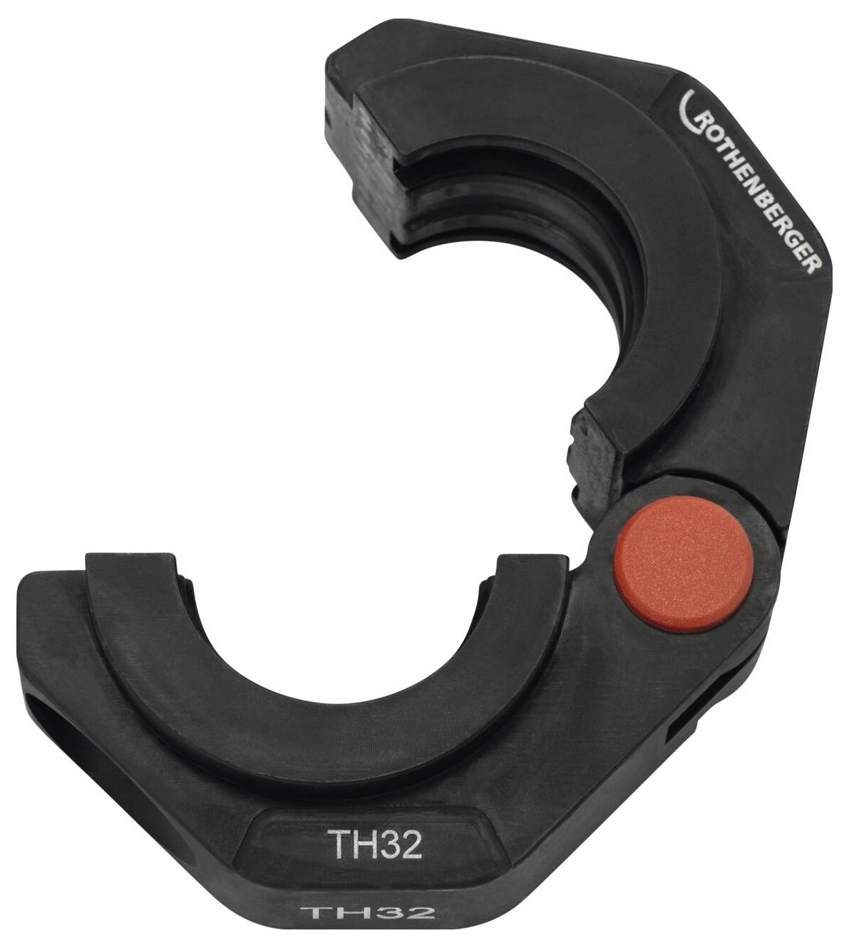 Rothenberger TH32 Rohrschneider mit schwarzen Backen und einem roten Knopf, der zum präzisen Schneiden von Rohren verwendet wird.