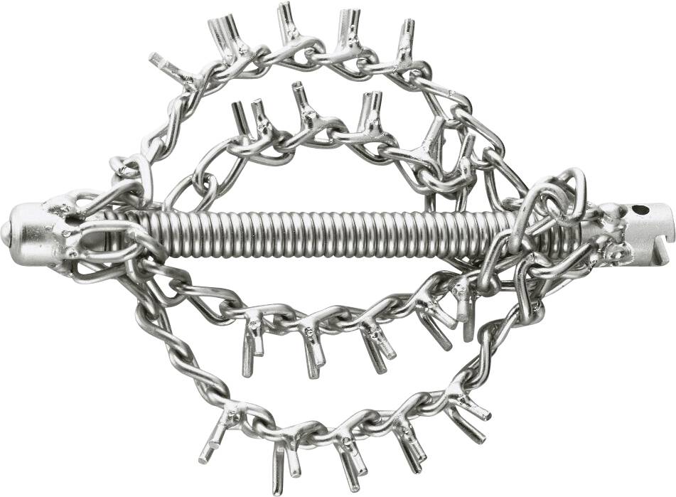 Ein Metallgerät mit einer Federkonstruktion und verschachtelten Ketten, das einem stacheligen Werkzeug ähnelt und wahrscheinlich für industrielle oder mechanische Zwecke verwendet wird.