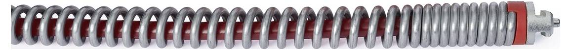 Ein flexibler, spiralförmiger Metallschlauch mit roter Innenbeschichtung, der zum Schutz von elektrischen Leitungen oder Kabeln vor Beschädigung verwendet wird.