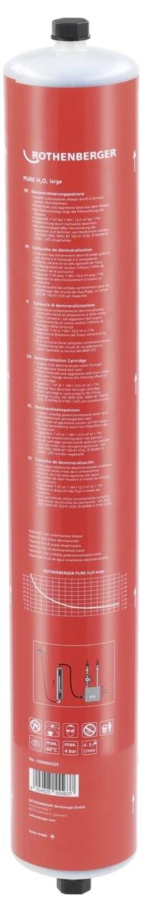 Rote Rothenberger-Gaskartusche mit Produktdetails und Sicherheitshinweisen in weißer Schrift.