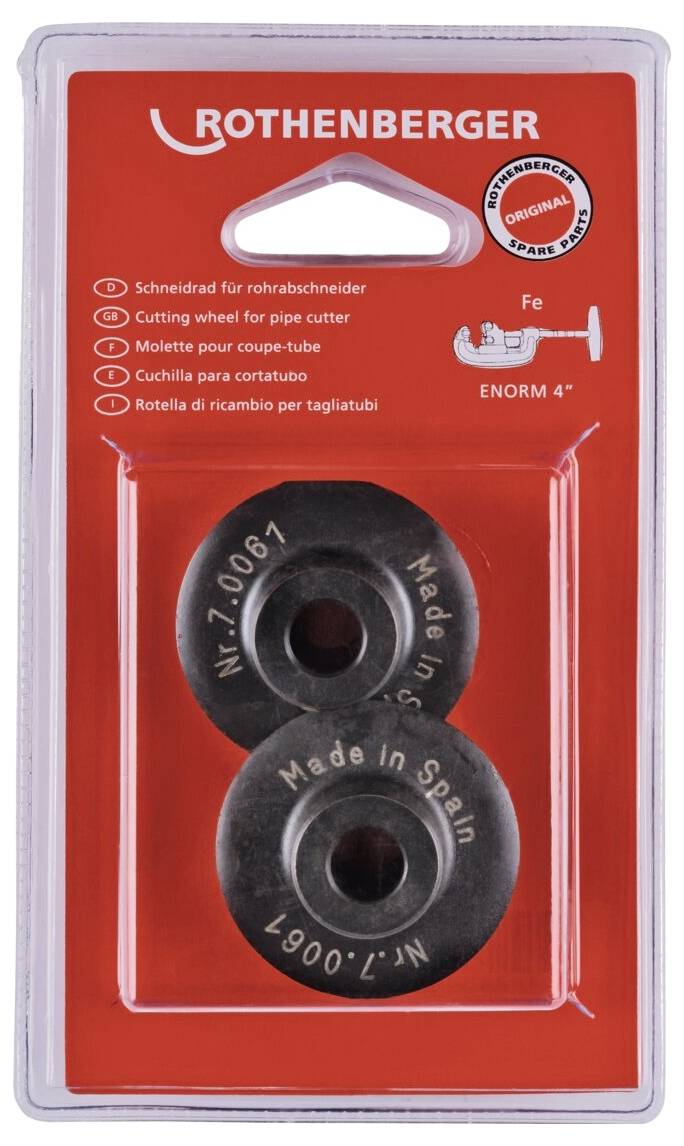 Packung mit zwei Rothenberger-Schneidrädern für Rohrabschneider, gekennzeichnet mit 