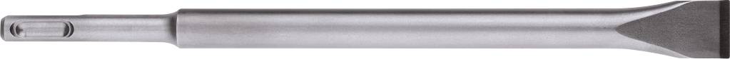 Metallmeißel mit flacher Klinge und Stielansatz, horizontal auf weißem Hintergrund abgebildet.