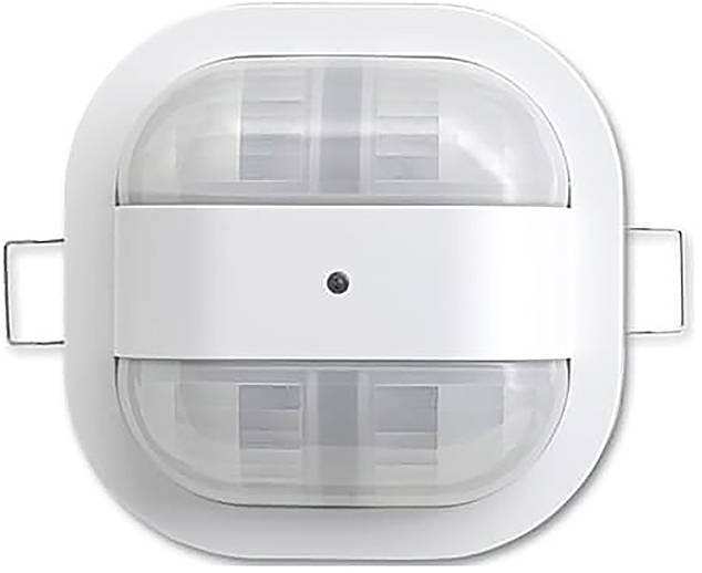 Runder, weiß montierter Deckenmelder mit transparenter Abdeckung und einer kleinen zentralen Anzeigeleuchte, für den Innenbereich konzipiert.