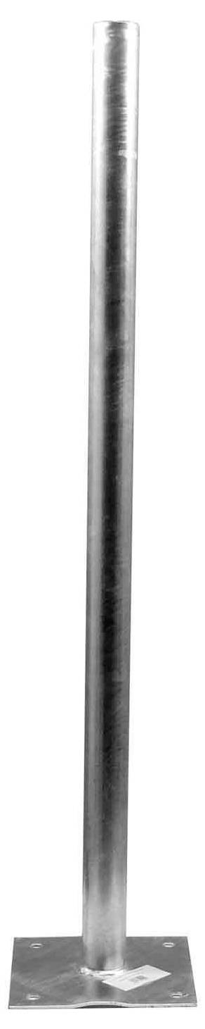 Ein metallischer Mast auf einer flachen quadratischen Basis, häufig zur Stützung oder für Strukturzwecke verwendet.