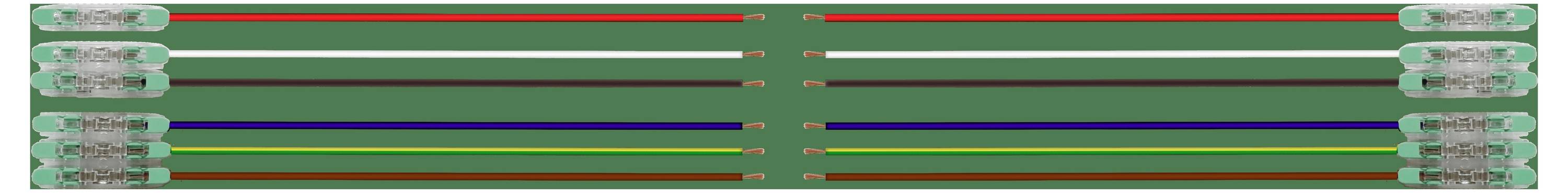 Zwei Ethernet-Kabel, die die internen Verdrahtungsfarben in einer durchgehenden Konfiguration zeigen.