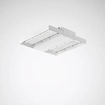 Eingebautes LED-Deckenleuchten-Set mit rechteckigem Design, ausgestattet mit Metallgittern zur Belüftung, auf weißem Hintergrund montiert.