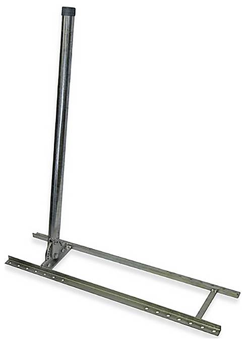 Ein Metallstehstange mit Basisrahmen, möglicherweise als Halterung oder Montage für Ausrüstung verwendet.