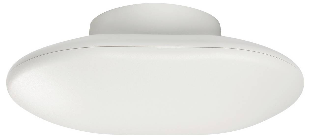 Eine weiße, oval geformte Deckenleuchte mit glatter, minimalistischer Gestaltung.