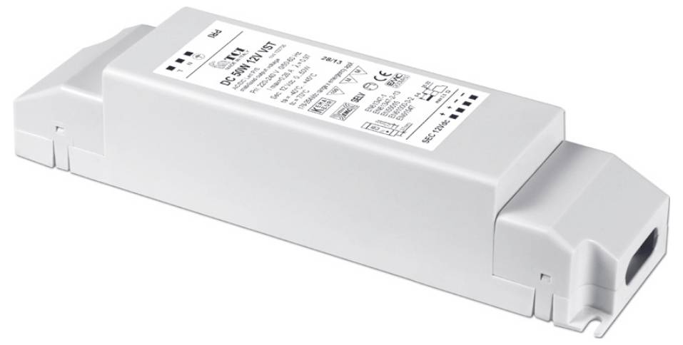 Ein rechteckiges, weißes LED-Netzteil mit der Bezeichnung „LED Power Supply