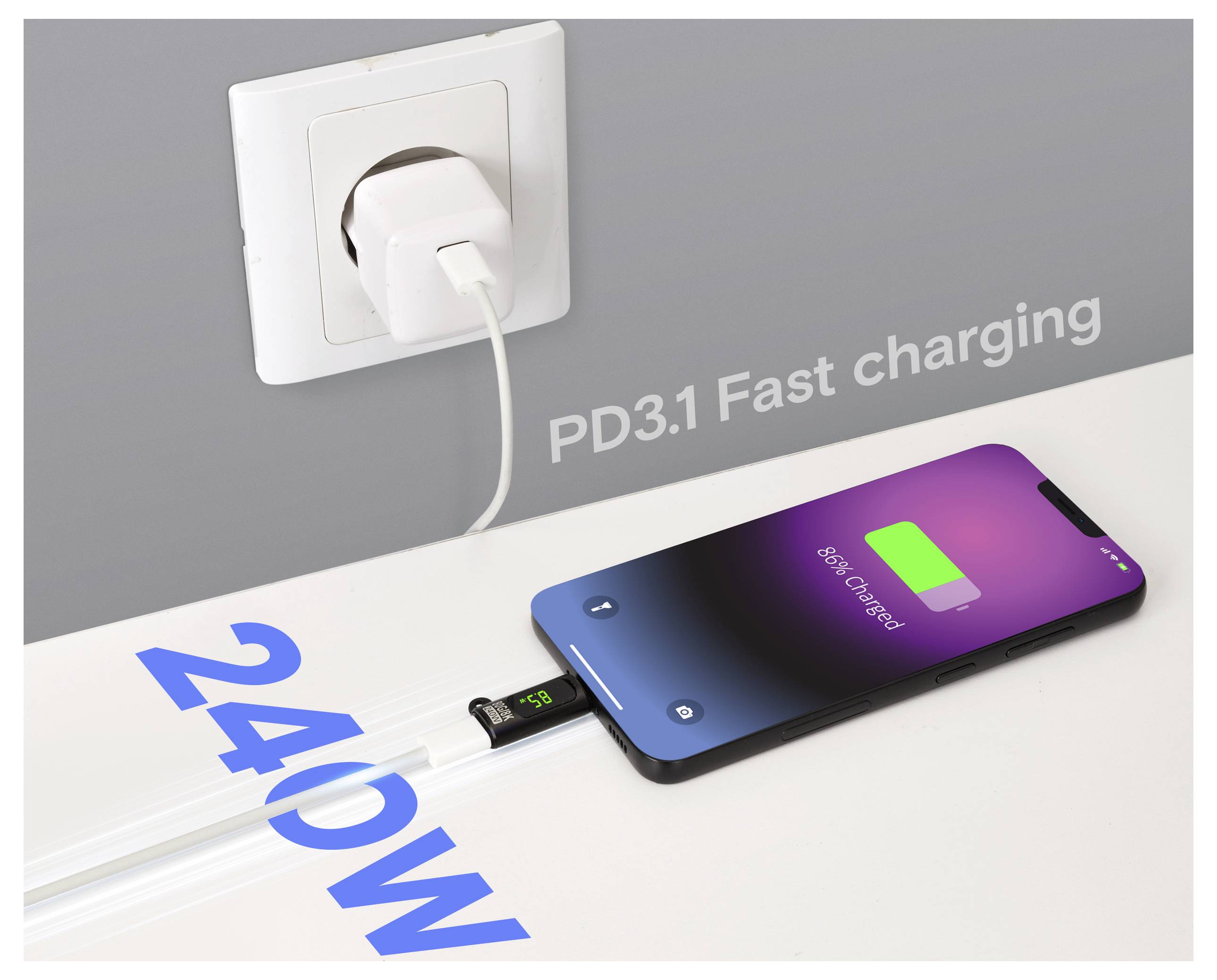 Ein Smartphone, auf dem „85% Aufgeladen