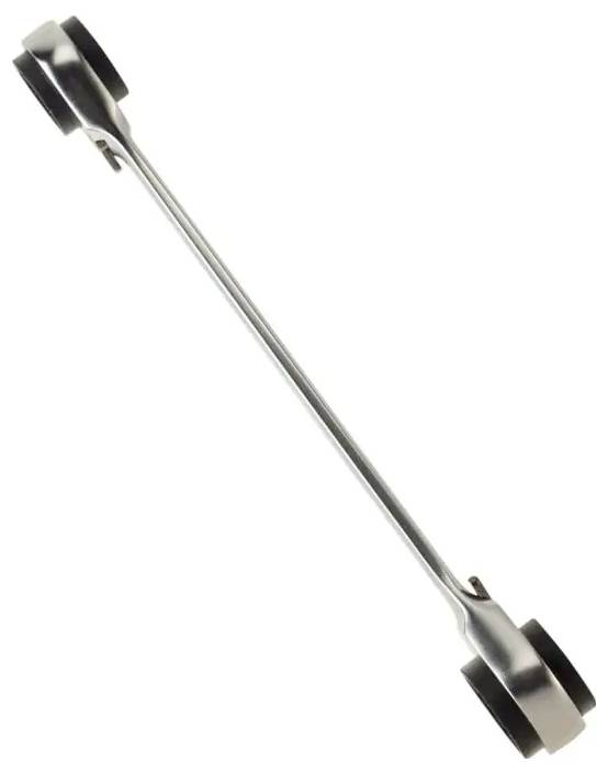 Langer Metallstab mit schwarzen Gummiwalzen an beiden Enden, diagonal auf weißem Hintergrund dargestellt.