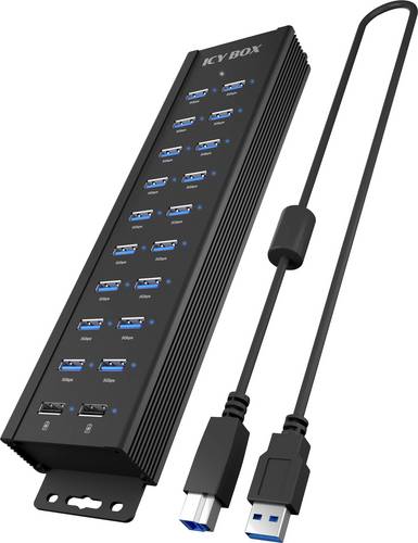 ICY BOX 61076 USB-Hub 20 Port USB-A USB 3.0 5 GBit/s Schwarz USB Hub