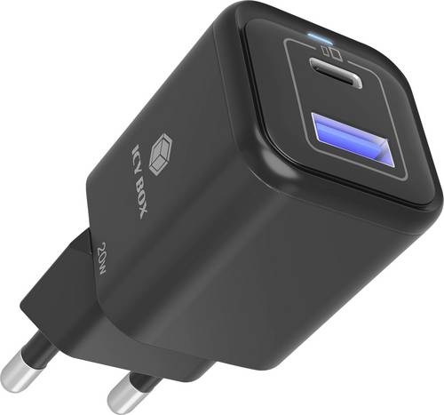 ICY BOX Wandladegerät mit 20 W USB-C® Adapter 20 W Schwarz