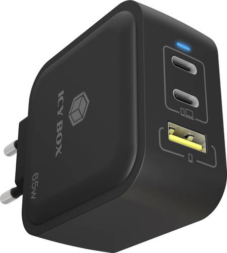ICY BOX GaN Wandladegerät USB-C® Adapter 65 W Schwarz