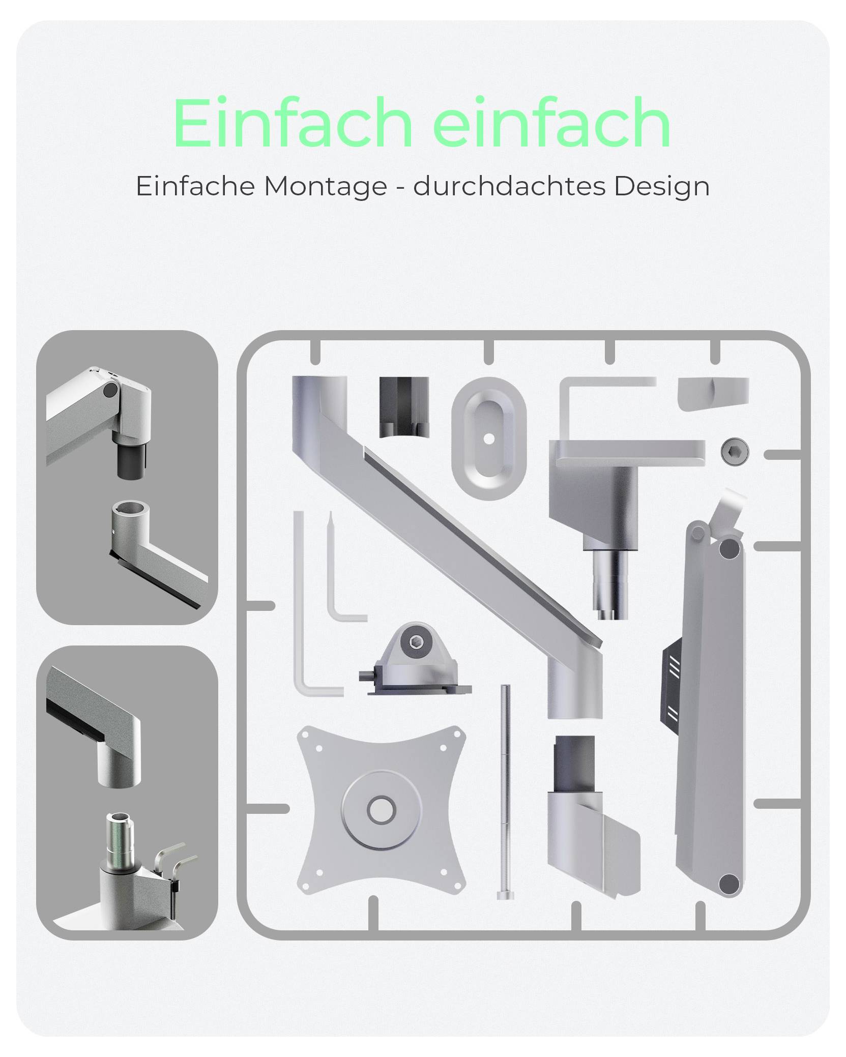 ICY BOX Monitorständer für einen Monitor Monitor-Tischhalterung 81,3cm (32") Grau, Silber